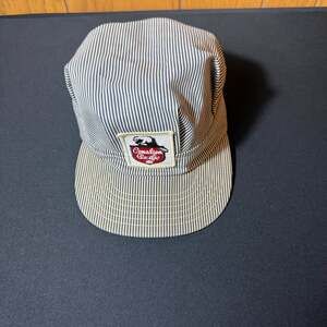 Vintage Canadian Pacific Railroad Hickory Stripe Engineer Hat Made in Canada